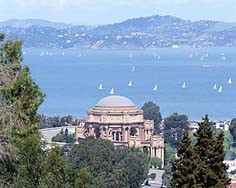 Palace of Fine Arts Rotunda and San Francisco Bay